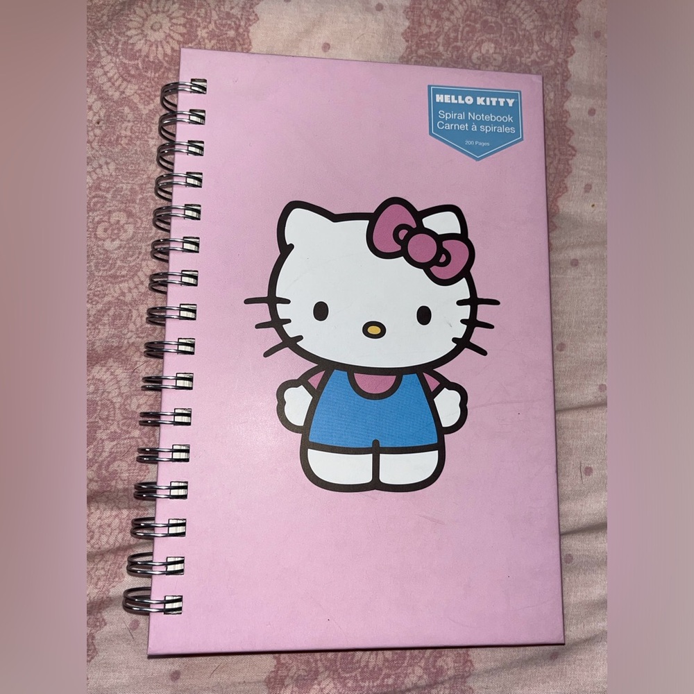 Hello Kitty Pink Spiral Notebook with Blue Outfit NEW